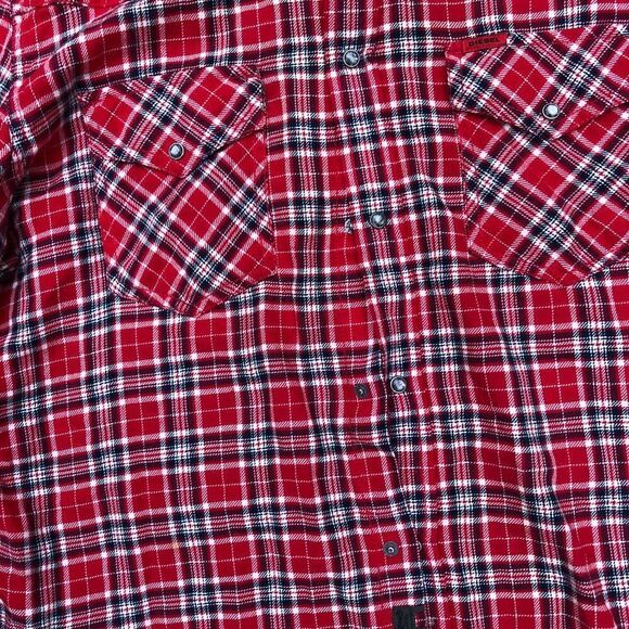 Vintage Diesel Jeans Flannel Button Up Shirt XL Red Pattern Shirt - Picture 7 of 10
